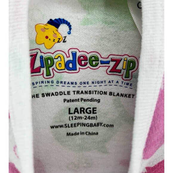 Zipadee zip size 12-24M swaddle transition blanket pink and green whales - Picture 3 of 5